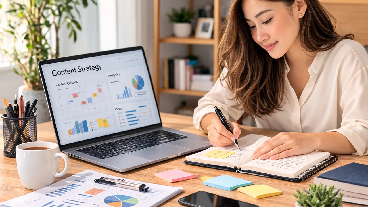 digital marketing, indholdsstrategi, indholdsplanlægning, markedsstrategi, content marketing, digital marketingmedarbejder, online markedsføring, markedsføring på sociale medier, bærbar arbejdsområde, forretningsplanlægning, freelancer-arbejdsområde, fjernarbejde, hjemmekontor, moderne arbejdsplads, produktivitet, kreativ professionel, marketingprofessionel, arbejde hjemmefra, online forretning, marketingdashboard, iværksætterarbejdsområde, marketinganalyse, professionel arbejdsplads, genereret